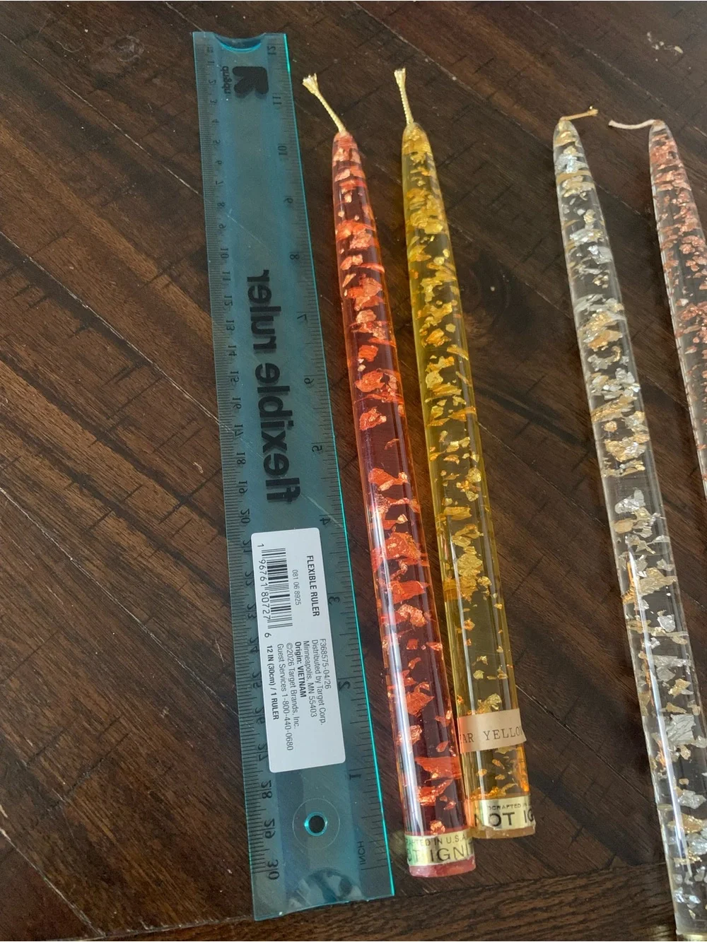 Gold Flake Taper Party Candles - Mixed Colors